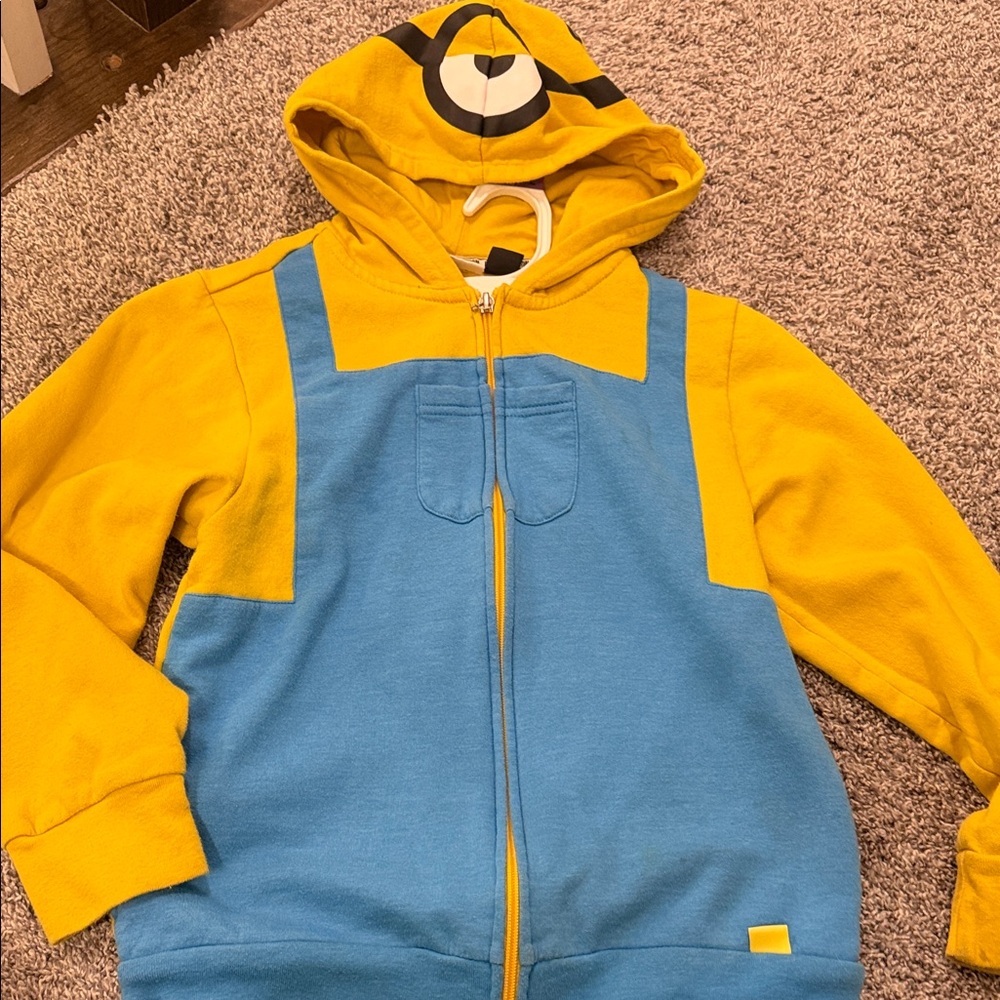 Kids Minion-Inspired Yellow and Blue Hoodie